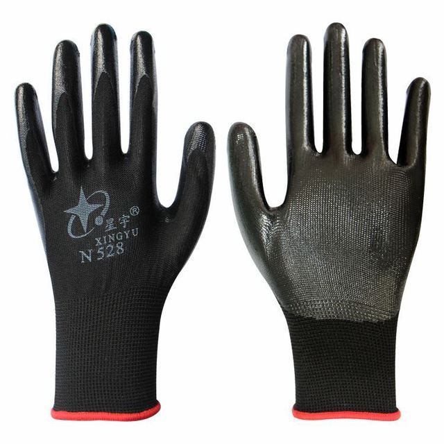 N528 semi-rubber breathable thin work breathable labor protection breathable wear resistant non-slip gloves waterproof oil