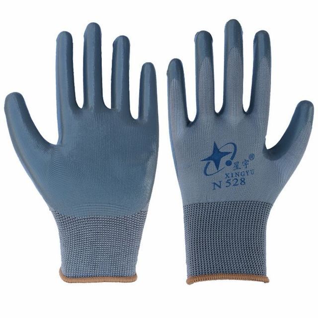 N528 semi-rubber breathable thin work breathable labor protection breathable wear resistant non-slip gloves waterproof oil